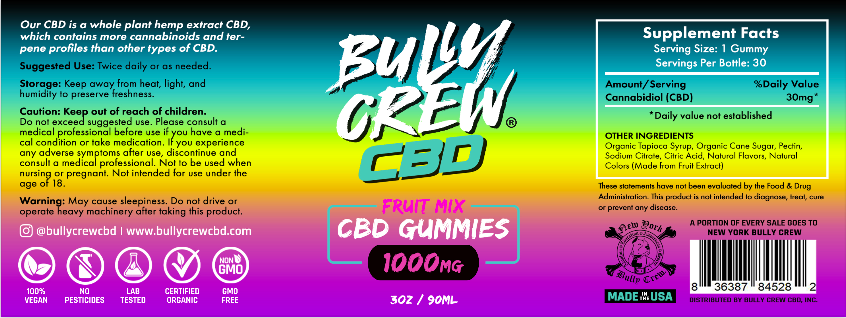 1000mg CBD Gummies - 30 Count
