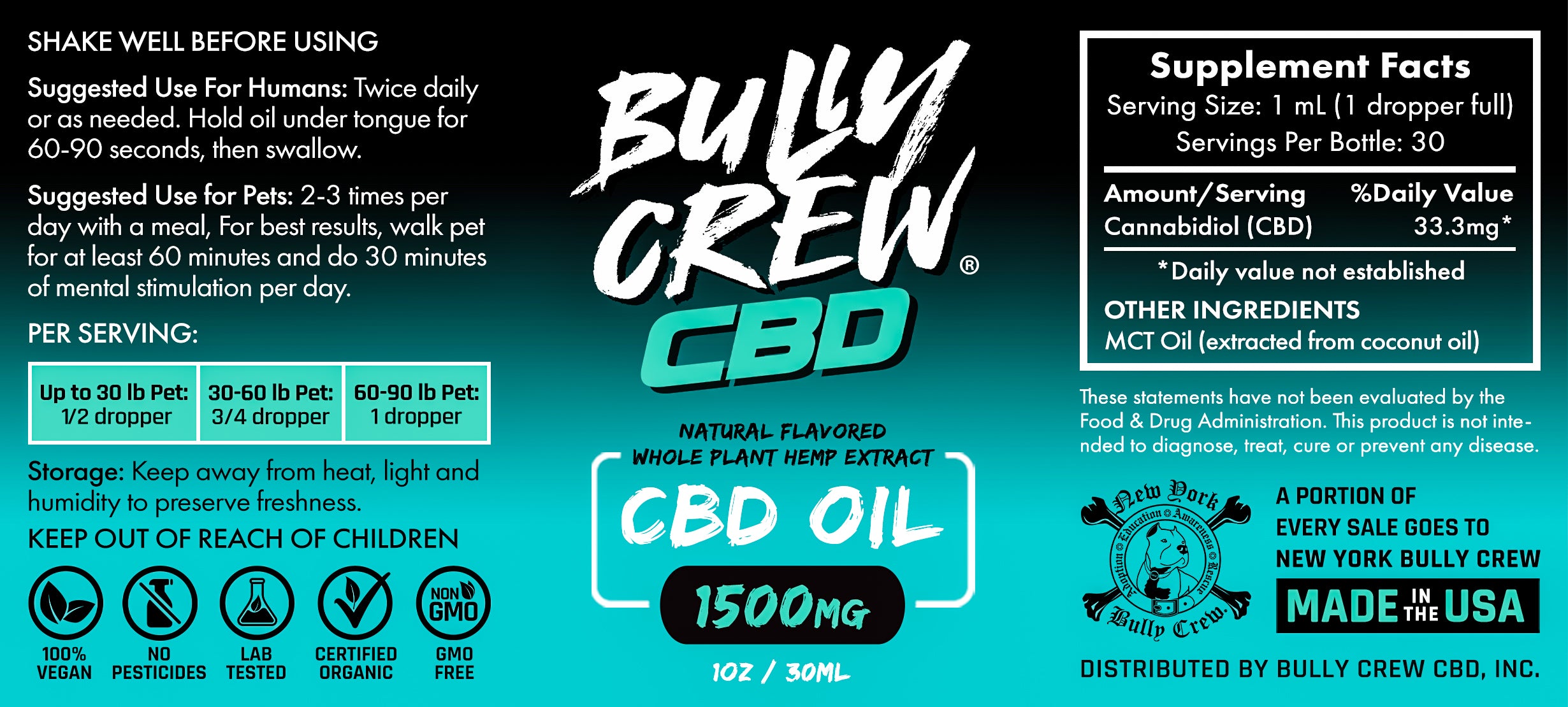 CBD Oil For Dogs & Humans - 1500mg