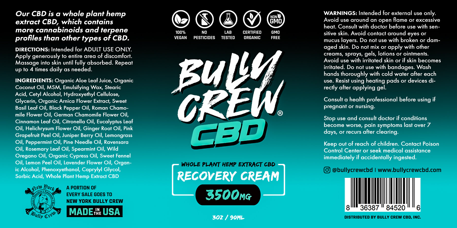 3500mg Recovery Cream - Bully Crew CBD